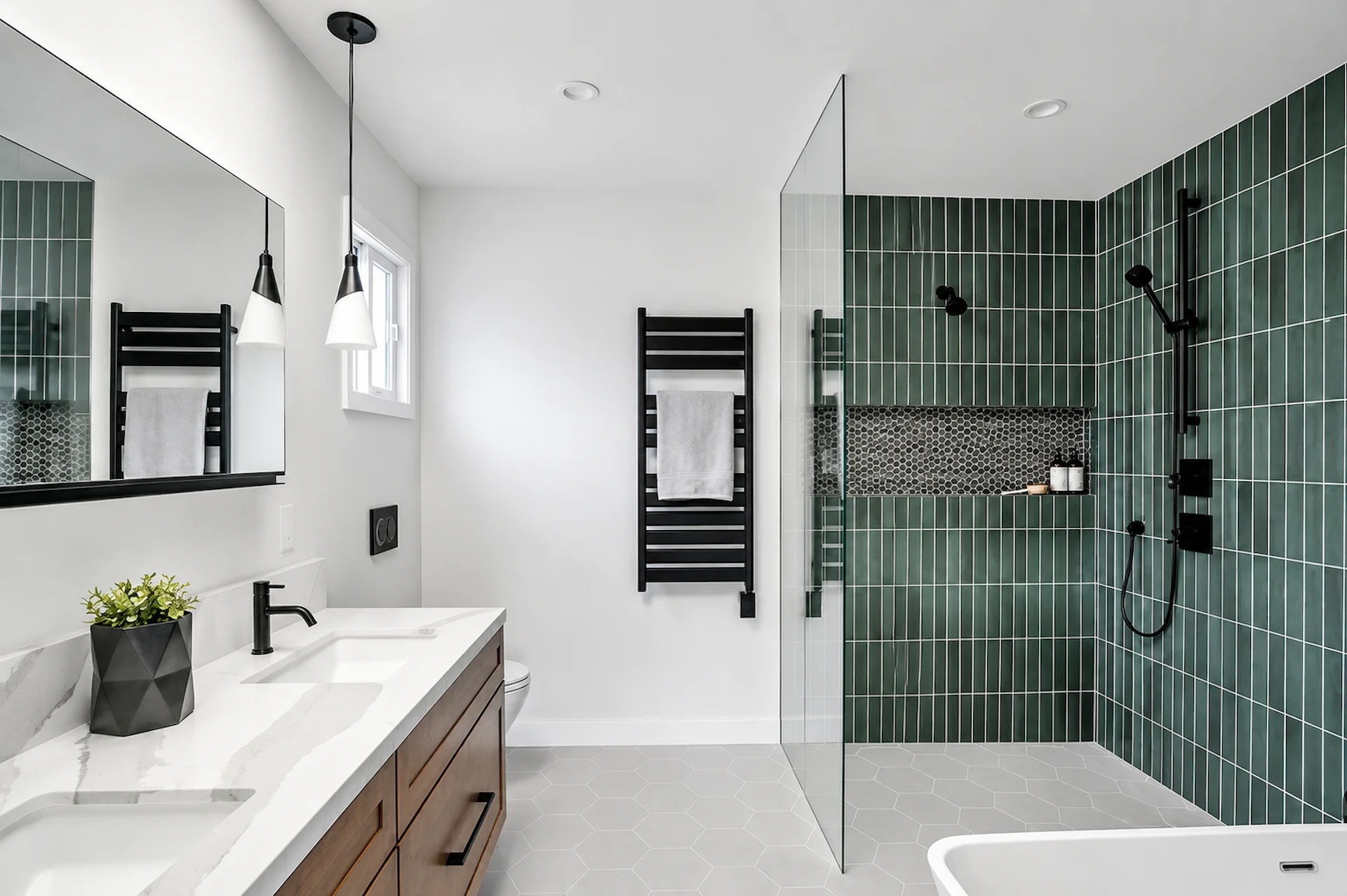 Modern wet room installation in Dublin by GR Tiling