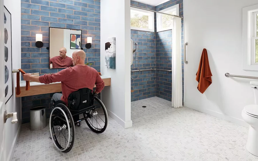 Modern accessible bathroom with walk-in shower, Dublin